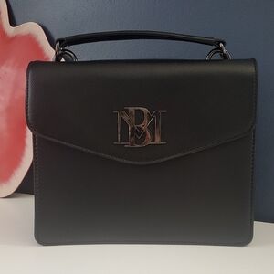 Badgley Mischka Black Structured Satchel Top Handle Designer Handbag